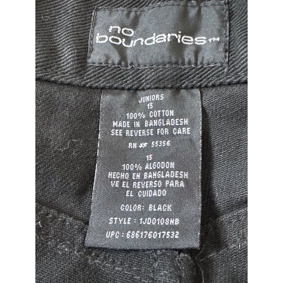 No Boundaries womens size 15  Juniors Black Capri Pants With Leopard Print Cuff - Picture 16 of 16